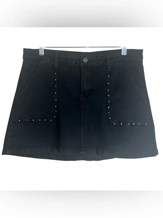 SuperDown women’s Mona Studded Mini Skirt In Black Wash Sz L - Picture 12 of 12